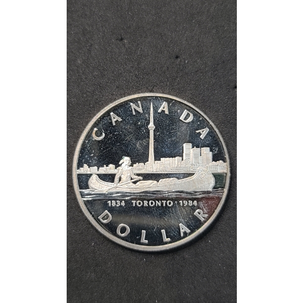 1984 Canadian 150th Anniversary (Sesquicentennial) Of Toronto 50% Silver Dollar - ASW: 0.375oz