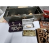 Image 2 : Lot of Assorted Tools, Parts, Nice Metal Toolbox, Vintage White Magic Key Buttonhole Worker