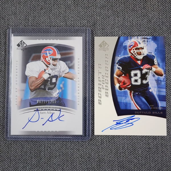 Two Autographed Upper Deck Buffalo Bills Trading Cards Including Numbered Rookie Sam Aiken! 
