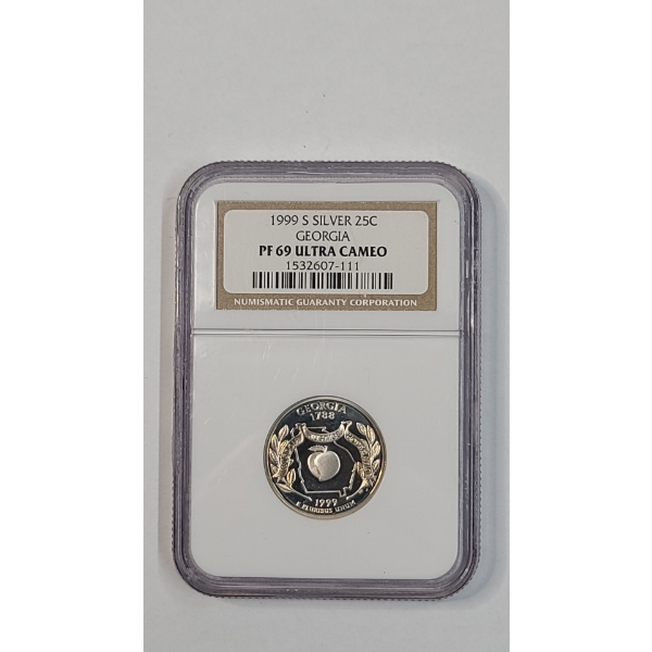NGC 1999-S PF 69 ULTRA CAMEO Georgia 90% Silver State Quarter