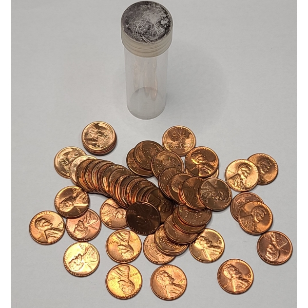 Roll Of Uncirculated United States 1957 & 1958 Lincoln Wheat Cents - Face Value: $0.49