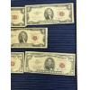 Image 3 : United States two-dollar bills featuring a Red Seal (3) - $5 Red Seal notes (2) - 1953- 1953A (2) 
