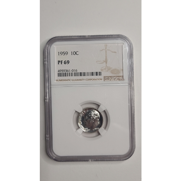 NGC 1959 PF 69 Roosevelt 90% Silver Dime 