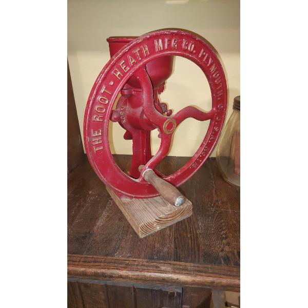 Extremely RARE - Antique The "ROOT HEALTH MFG Co." Coffee Grinder - Plymouth RI, 14" Tall See Desc!