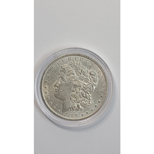 United States 1888-P Morgan 90% Silver Dollar In Coin Capsule
