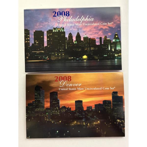 2008 United States Mint Proof Sets x2 (Philadelphia and Denver), FV $13.82