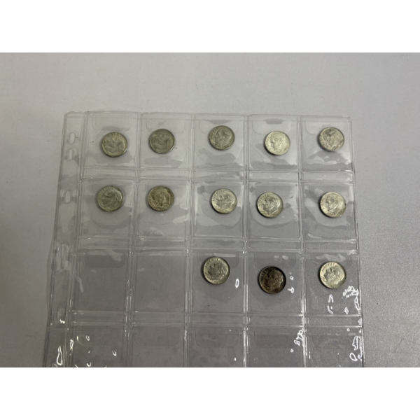 90% Silver Dimes - Various Years - Roosevelt Dimes in Plastic Coin Holder 