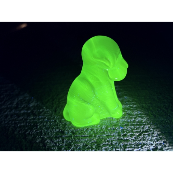 Degenhart Dogs - Dark Blue/Green - Adorable Uranium Glass Dog Figurine - ~2.5 inches 