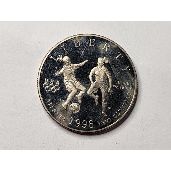 1996-S Olympic Soccer Commemorative Half Dollar in Great Condition ~ ONLY 52K Minted!