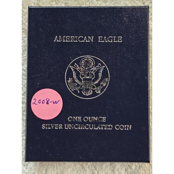 2008 1oz. Uncirculated Silver American Eagle in Original Packaging - AFV $1.00