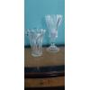 Image 2 : 3 Pc Crystal Glass Vase & Candle Holder  15" As Shown