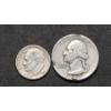 Image 1 : 1947 90% Silver Washington Head Quarter & 1949 90% Silver Roosevelt Dime - Face Value: $0.35