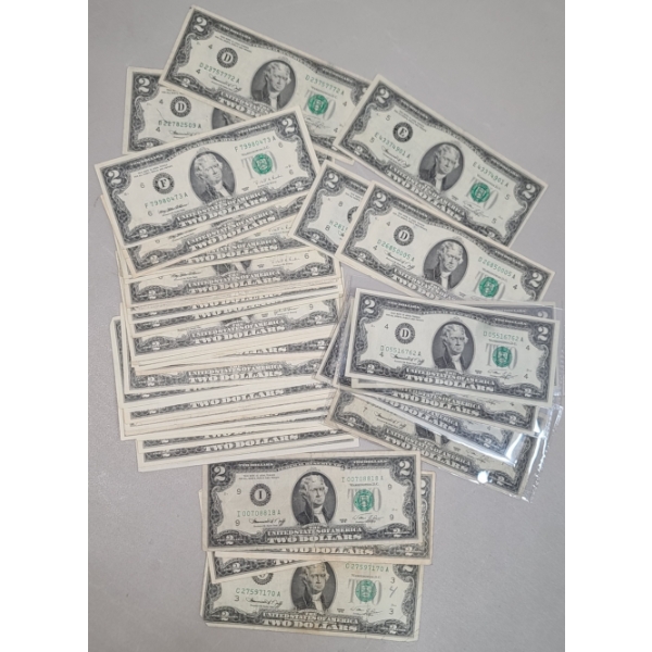 Assorted United States $2 Federal Reserve Notes - Face Value: $88.00