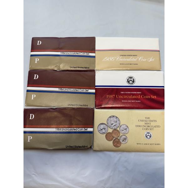 Six United States 1984-1990 Mint Coin Sets - Mint Condition