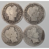 Image 1 : 1898, 1900, 1900-S, 1901 90% Silver Barber Dimes - Face Value: $0.40