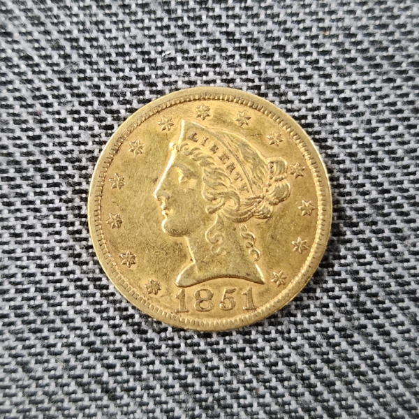 1851 United States Five Dollar Gold Coin ~ AGW: 0.2419oz ~ Only 377,505 Minted