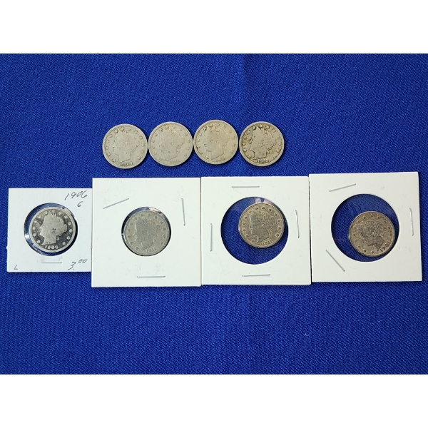 x8 Assorted Years Liberty Head "V" Nickels FV: $0.40