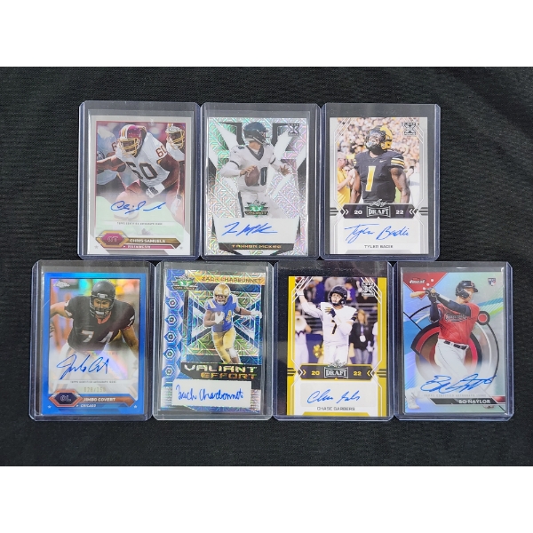 Seven Assorted Autographed Football Trading Cards Dating Back to 2022 - All Authentic Autographs! 