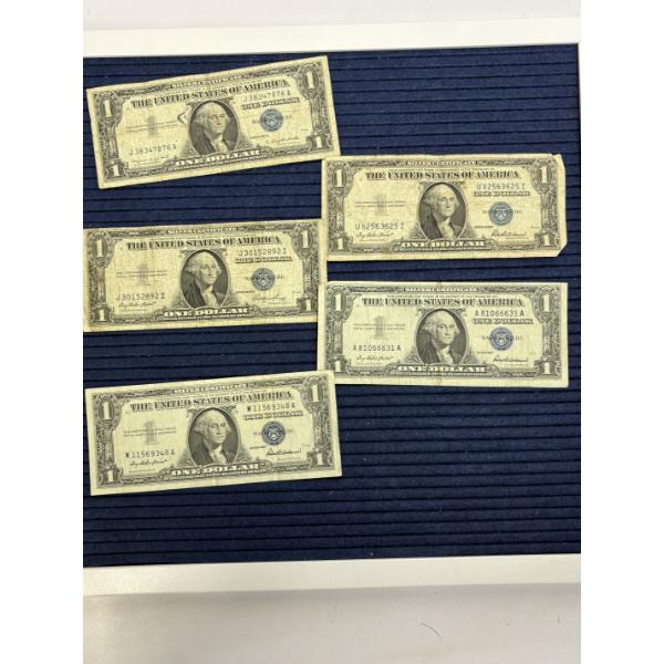 Blue Seal Silver Certificates One Dollar- 1935 E & F - 1957 (2) - 1957A