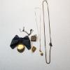 Image 1 : Lot of Various Vintage Gold-Filled Pieces: Bowtie "B" Pendant/Locket, Pins, Chains