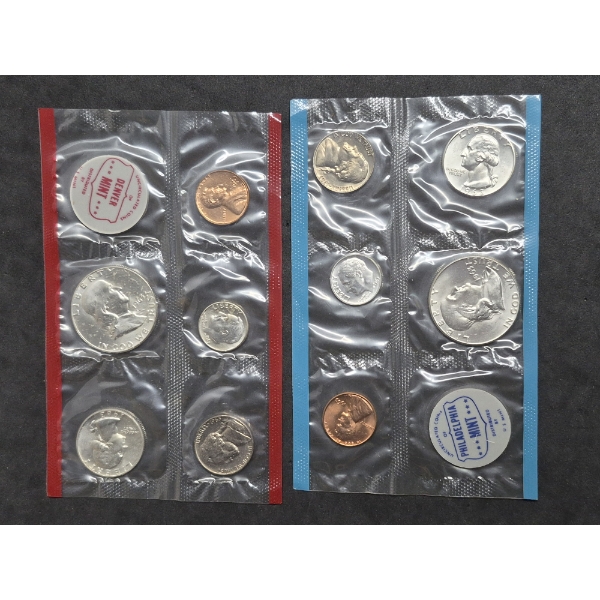 U.S. 90% SILVER COINS - RARE 1963 P & D  FRANKLIN UNC SET IN US MINT SEALED PKG  $1.70 FACE VALUE
