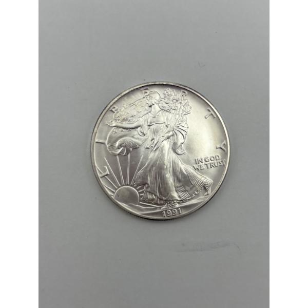 1991 Silver Eagle - 1 oz Fine Silver - FV $1.00 in Coin Packaging