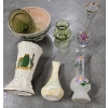 Image 2 : Vintage Vase Collection And Handmade Wood 23''x14'' Decorative Wagon 