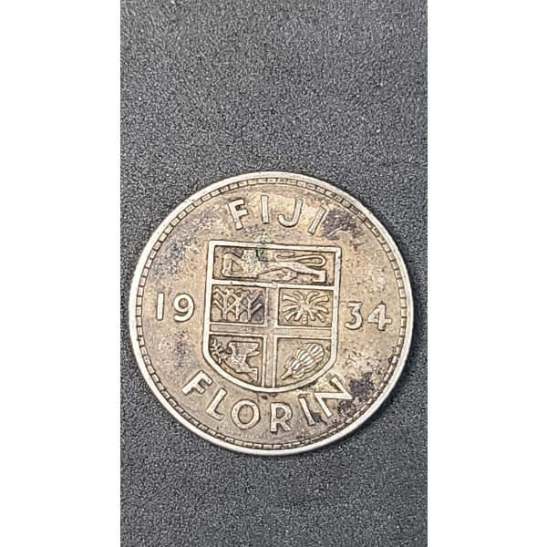 Fiji 1934 50% Silver Florin Coin - ASW: 0.1818 oz