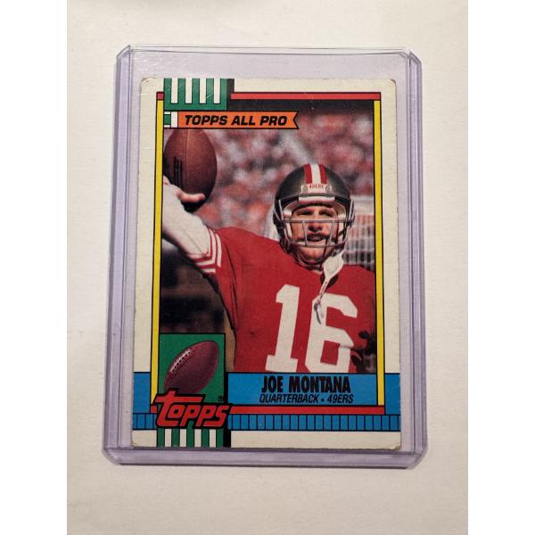 1990 Topps Joe Montana 49ERS Football Card In Protective Holder 
