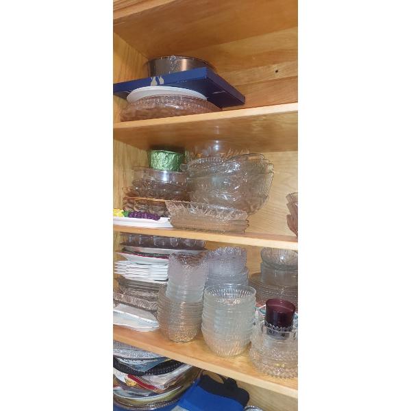 Cabinet Lot Glass Platters Bowls Cups & Much More Everything You See