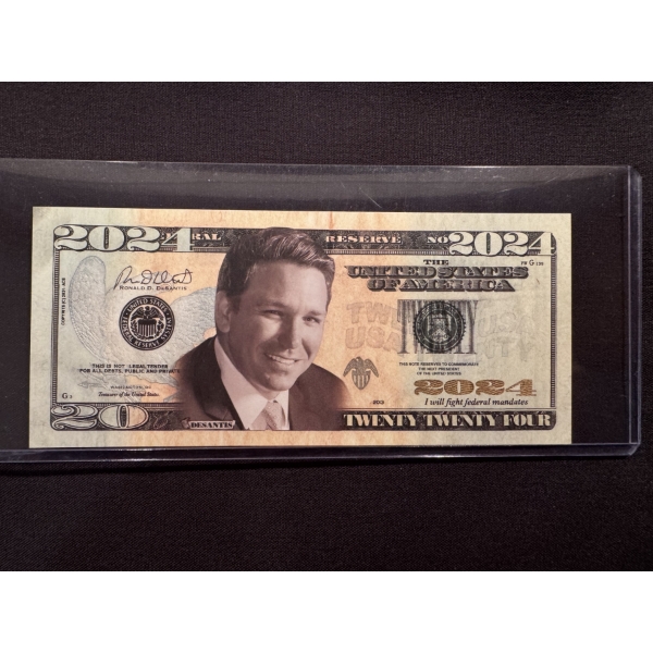 Rare Ronald DeSantis Florida Governor $20.00 Bill Campaign Promotional Advertising Bill - Mint!!