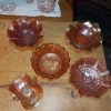 Image 8 : Carnival Glass Group - 5 Pc Imperial Marigold As Pictured - All In Excellent Condition