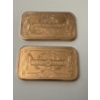 Image 2 : 2 - George Washington .999 Fine Copper One Troy Ounce Bars - Mint Condition