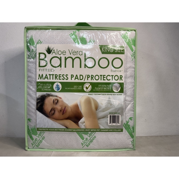 Aloe Vera Bamboo Fitted Mattress Pad/Protector-King size
