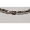 Image 3 : Sterling Silver 7" Bracelet With Red Garnet - Weight: 7.5g
