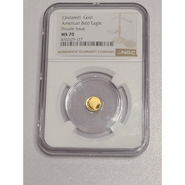 NGC MS70 Gold American Bald Eagle - Private Issue - Graded Coin - 1/500th Oz .999 Fine Gold