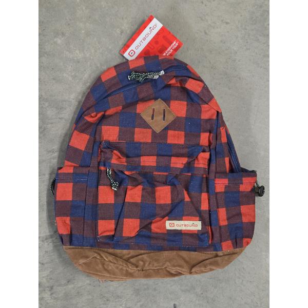 Outbound Cotton & Canvas Fall Style Red And Blue Plaid 16'' Brand New Backpack! 