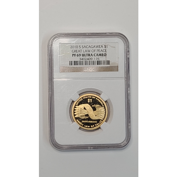 NGC 2010-S PF 69 ULTRA CAMEO Great Law Of Peace Sacagawea Dollar 