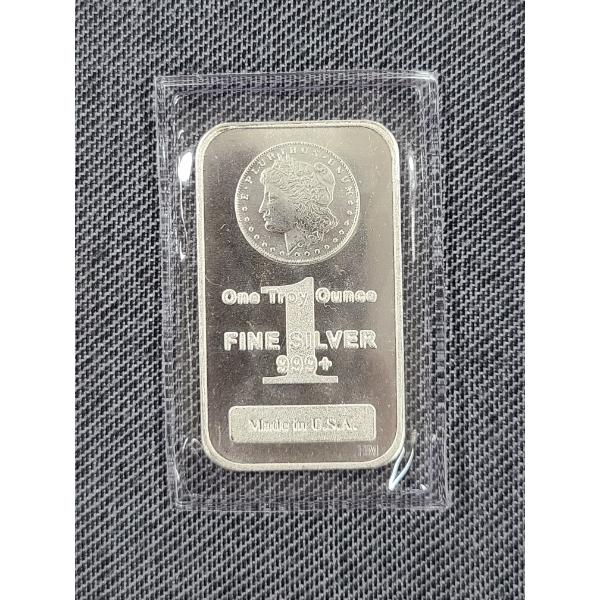 One Troy Ounce .999 Fine Silver Bar Featuring Morgan Dollar Design