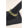 Image 2 : Tests As 14K Yellow Gold Wide Band Ring With Green Gemstones - Size 6 - Weight: 4.8g