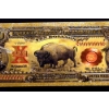 Image 2 : Pure 24k .999 Gold Foil United States 1901 $10 "BISON / BUFFALO" Large Note - Processed in Pure GOLD