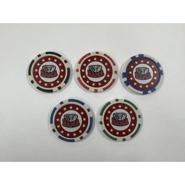 Limited Edition University of Alabama Crimson Tide Clay Poker Chip Set - Mint Condition - Complete