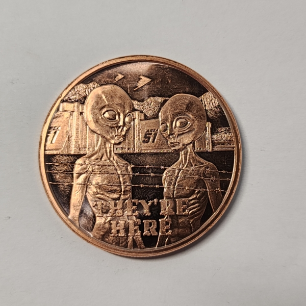 Area 51 "They're Here" 1 AVDP Ounce .999 Fine Copper Round