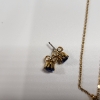 Image 3 : Stunning Gold-Tone Earring & Necklace with Deep Blue Gemstones Matching Set 