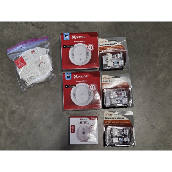 All New! 4 Smoke Alarms & 3 Adapters
