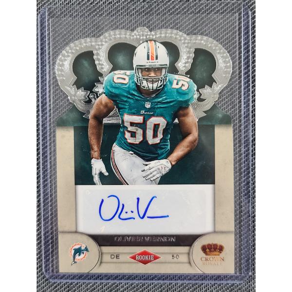 2012 Crown Royale Football No.74 Olivier Vernon Autographed Trading Card NUMBERED 217/245