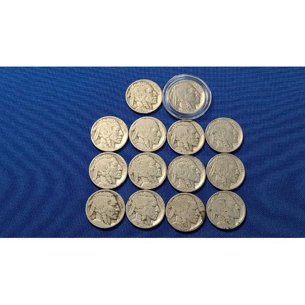 (14) Assorted Years Buffalo Nickels - Face Value: $0.70