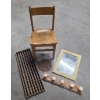 Image 1 : Vintage Items Including Childs Wood Chair, Mirror, Wall Rack & More -No Shipping