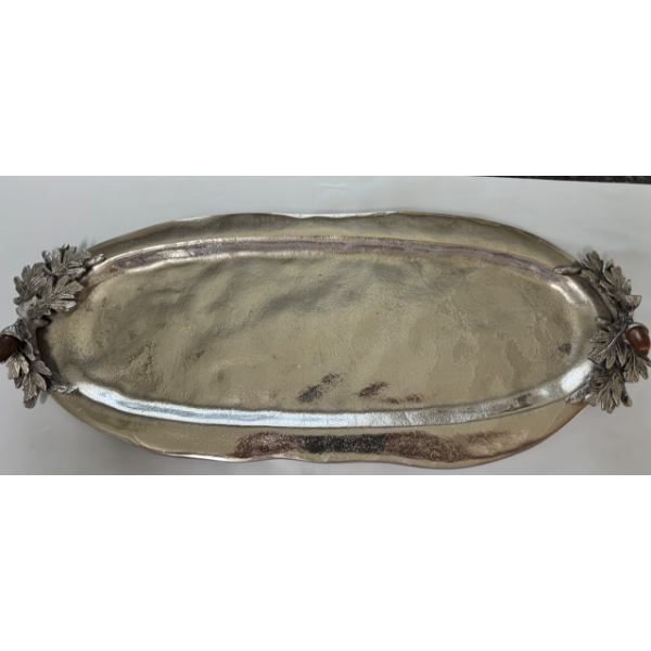 Silver Toned 21" Decorative Platter - Good Condition
