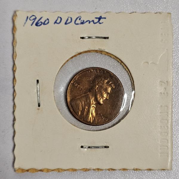 1960-D United States Lincoln Memorial Cent Variety Coin With Doubled Die Obverse